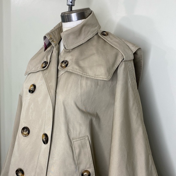 DREAMY DOUBLE BREASTED PONCHO TRENCH COAT 🧥 OPEN SIDES SIZE MEDIUM 100% COTTON - Picture 5 of 17